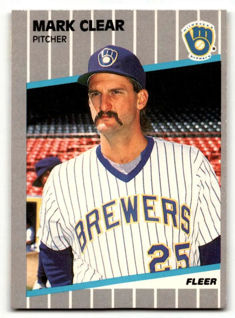 1989 Fleer #182 Mark Clear Milwaukee Brewers Baseball Cards NM Near ID:54388