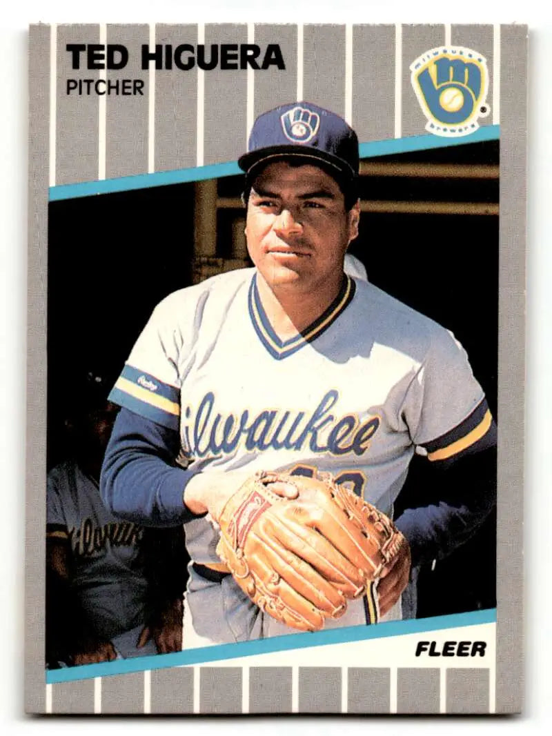 1989 Fleer #188 Ted Higuera Milwaukee Brewers Baseball Cards NM Near ID:54393