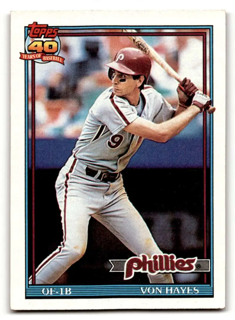 1991 Topps #15 Von Hayes Philadelphia Phillies Baseball Cards EX/NM ID:54875