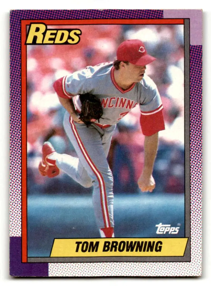 1990 Topps #418 Tom Browning Cincinnati Reds Baseball Cards EX/NM ID:55057