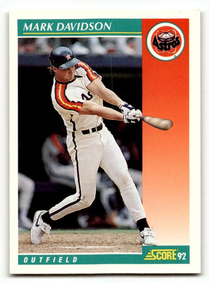1992 Score #289 Mark Davidson Houston Astros Baseball Cards EX/NM ID:55111