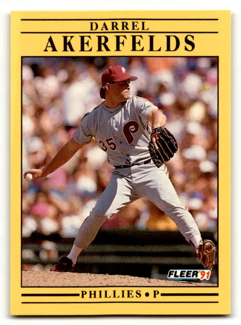 1991 Fleer #386 Darrel Akerfelds Philadelphia Phillies Baseball Card ID:55253