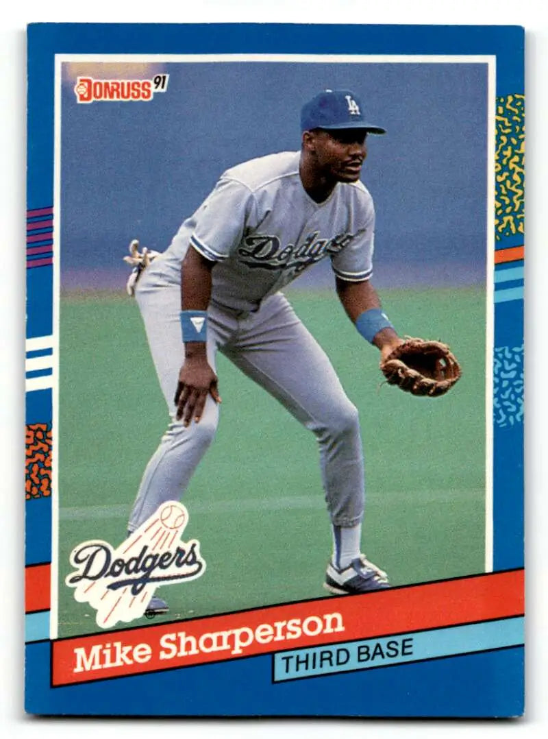 1991 Donruss #168 Mike Sharperson Los Angeles Dodgers Baseball Cards ID:55275
