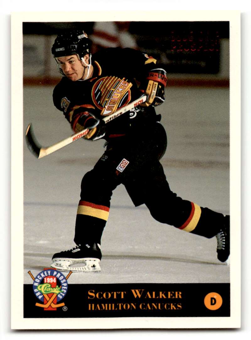 1994 Classic Pro Prospects #165 Scott Walker Hamilton Canucks Hockey ID:55504
