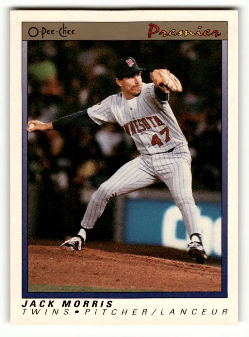 1991 O-Pee-Chee Premier #84 Jack Morris Minnesota Twins Baseball Car ID:56140