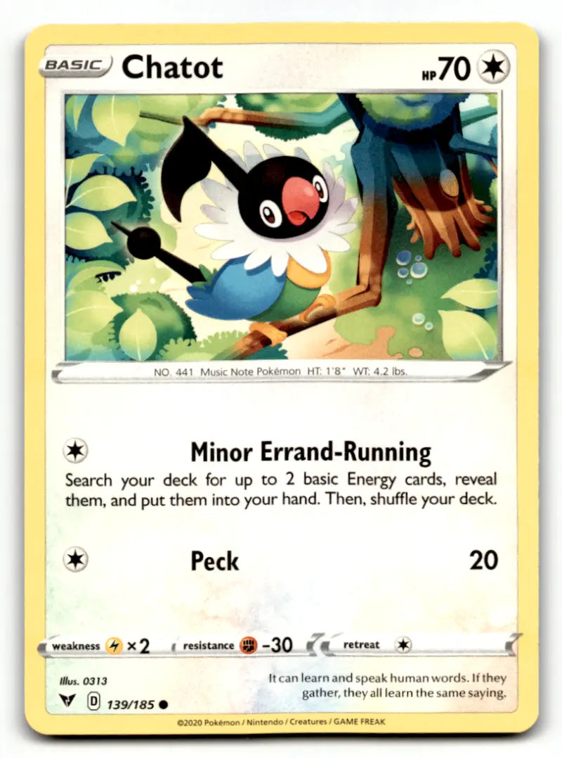 2020 Pokemon TCG Chatot Vivid Voltage 139/185