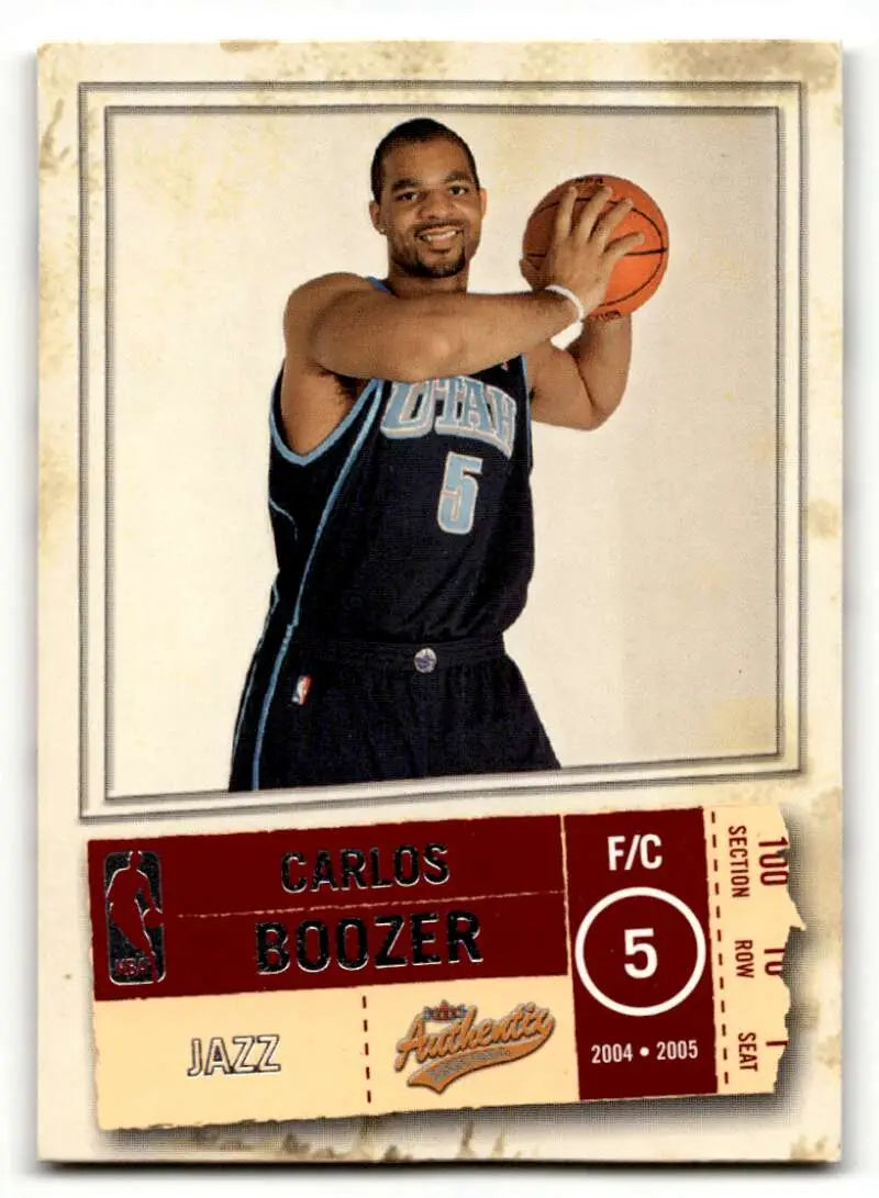 2004 Fleer Authentix #15 Carlos Boozer Utah Jazz Basketball Cards EX ID:58793