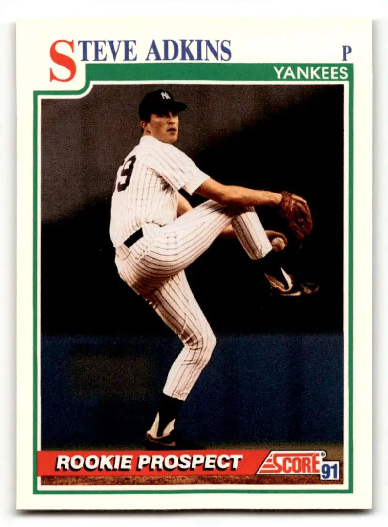 1991 Score #716 Steve Adkins New York Yankees Baseball Cards EX/NM ID:59504