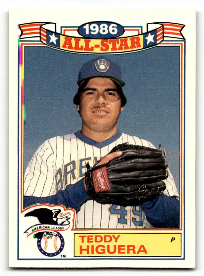 1987 Topps #22 Teddy Higuera Milwaukee Brewers Baseball Cards EX/NM ID:59559
