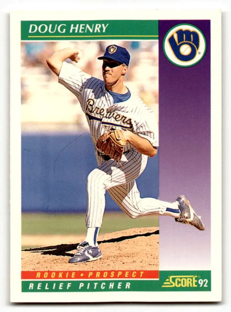 1992 Score #421 Doug Henry Milwaukee Brewers Baseball Cards EX/NM ID:60461