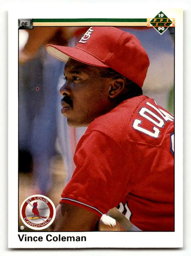 1990 Upper Deck #223 Vince Coleman St. Louis Cardinals Baseball Card ID:60878