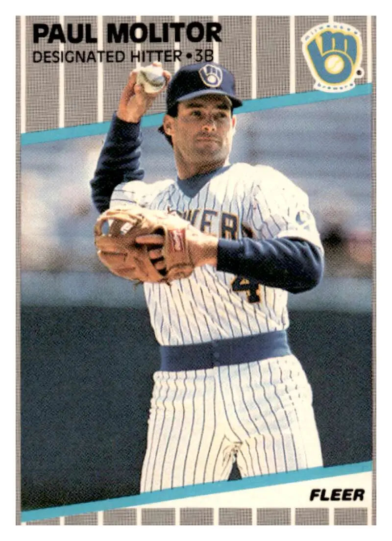 1989 Fleer #193 Paul Molitor Milwaukee Brewers Baseball Cards EX/NM ID:62987