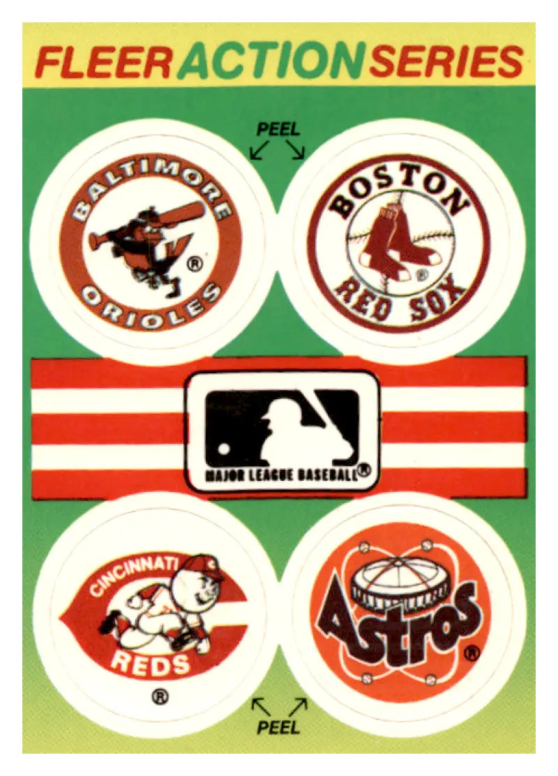 1990 Fleer Action Series Team Stickers #NNO Orioles/Red Sox/Reds/Astros ID:65015