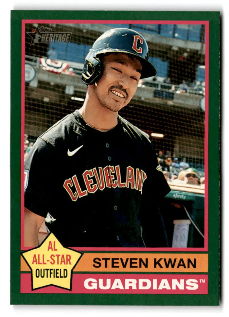 2025 Topps Heritage Dark Green Border #475 Steven Kwan NM-MT Guardians ID:78225