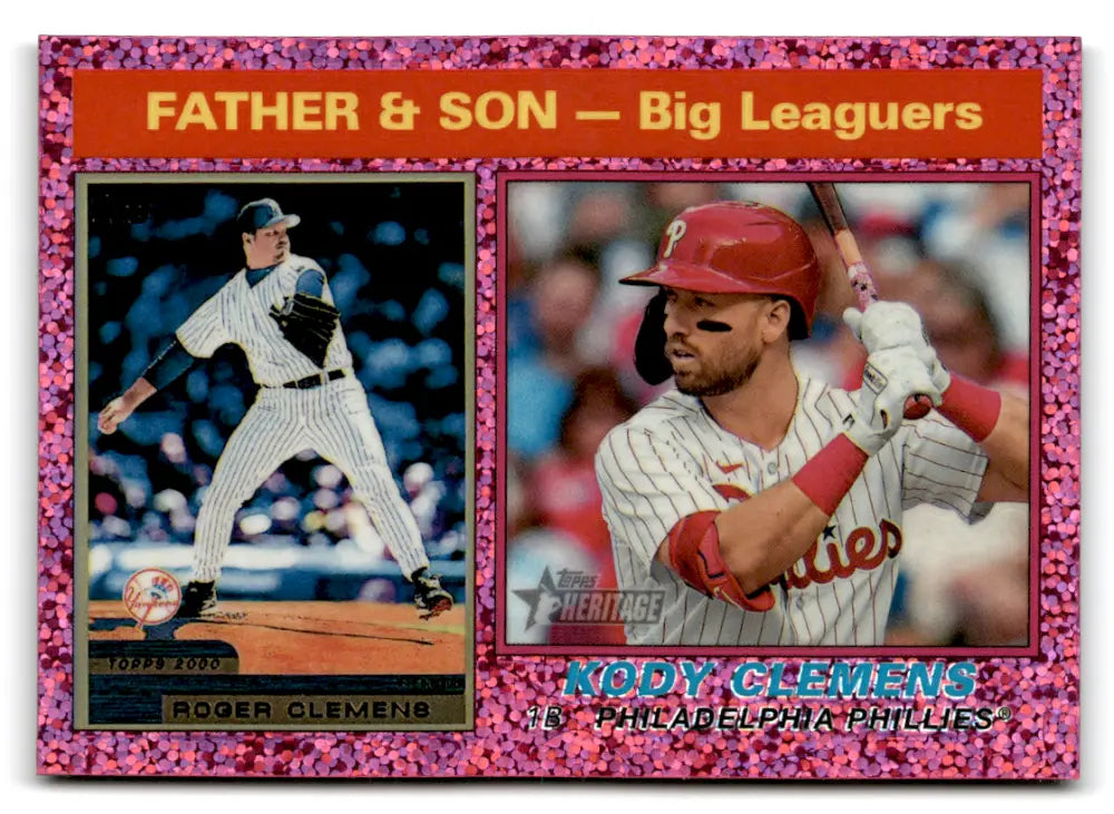 2025 Topps Heritage Chrome Refractor Pink Sparkle #67 Roger Clemens NM- ID:78227