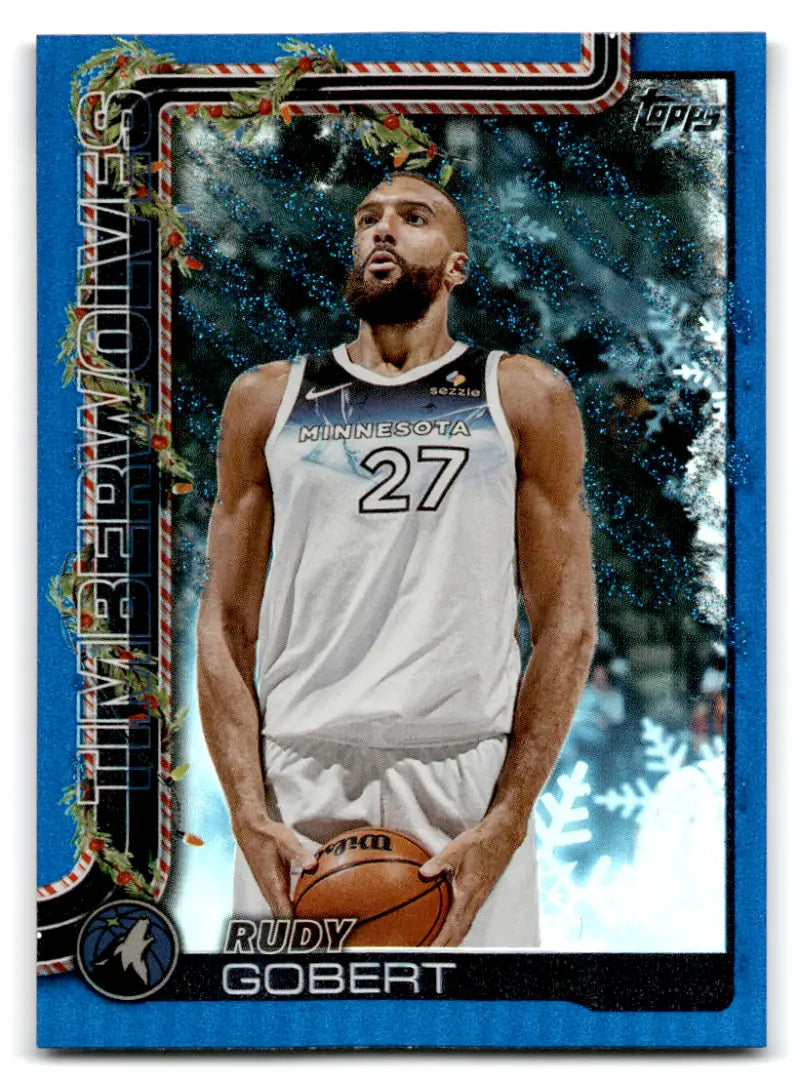 2025-26 Topps Holiday Blue Metallic Glitter Holiday #H87 Rudy Gobert NM ID:80872
