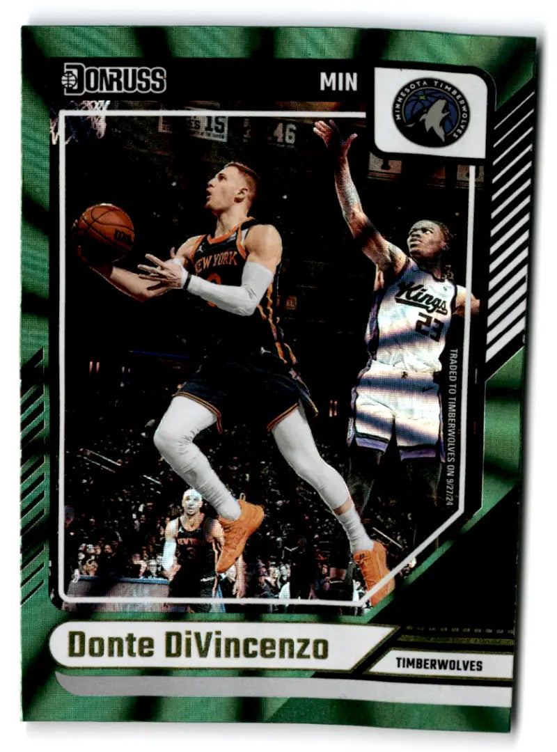 2024-25 Donruss Holo Green Laser #77 Donte DiVincenzo NM-MT Timberwolve ID:81276