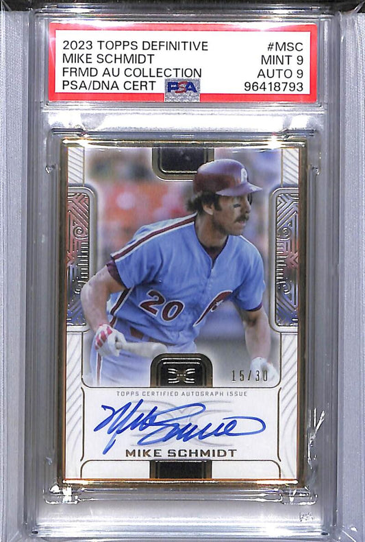 2023 Topps Definitive Framed #DCFA-MSC Mike Schmidt PSA 9 MINT Auto 15/30 Philadelphia Phillies  Image 1
