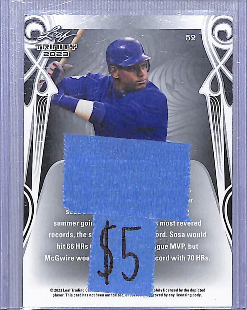 2023 Leaf Trinity #52 Sammy Sosa NM-MT  Image 2