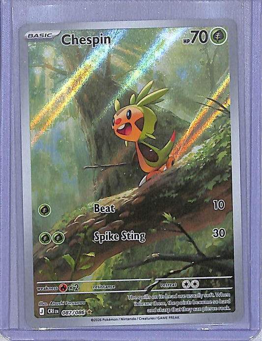 2026 Pokemon Illustration Rare #087/86 Chespin NM-MT  Image 1