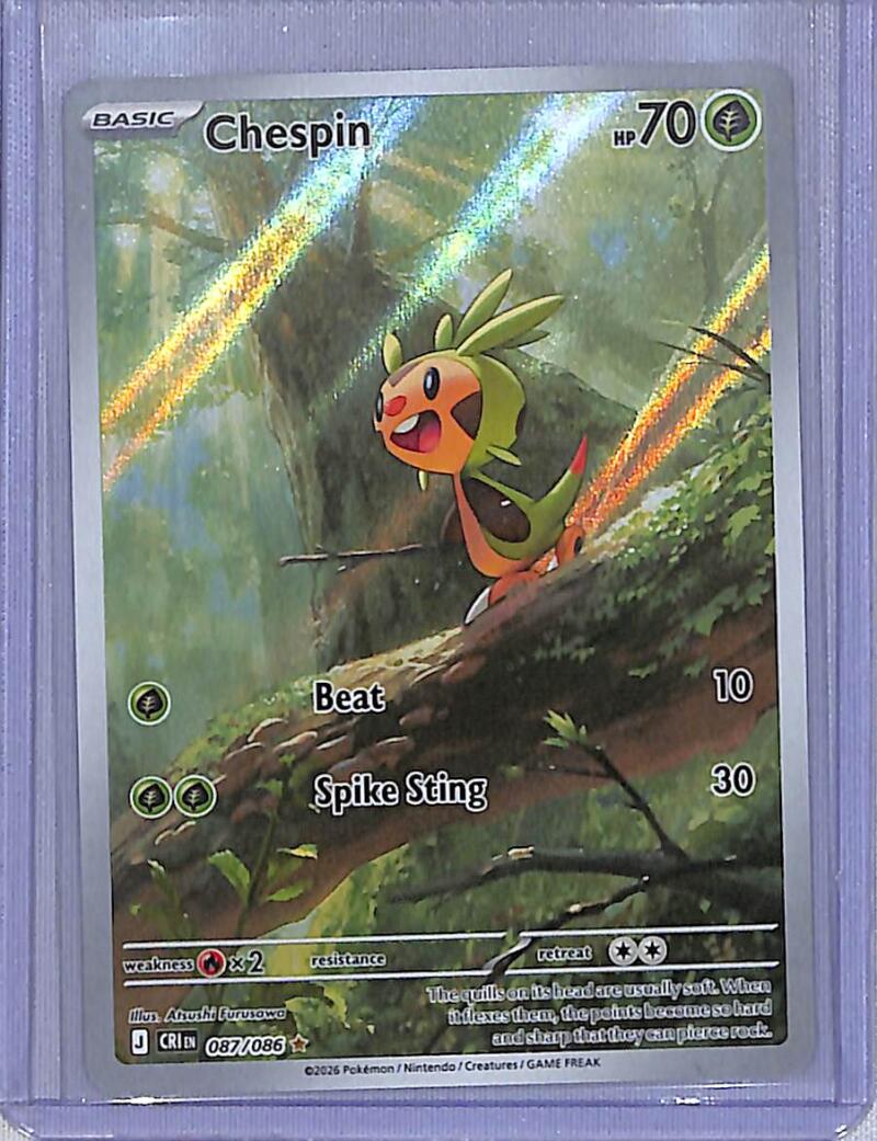 2026 Pokemon Illustration Rare #087/86 Chespin NM-MT  Image 1
