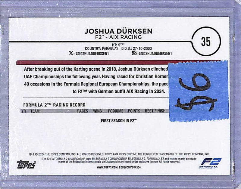 2024 Topps Chrome F1 Negative Ray-Wave #35 Joshua Durksen NM-MT  Image 2