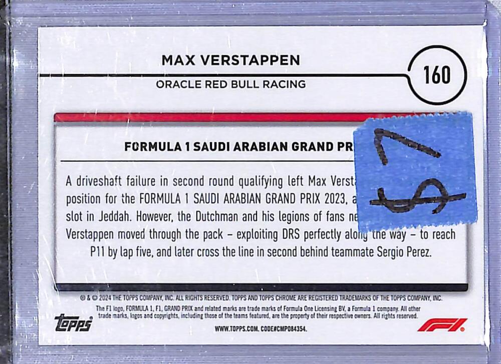 2024 Topps Chrome F1 Negative Ray-Wave #160 Max Verstappen NM-MT  Image 2