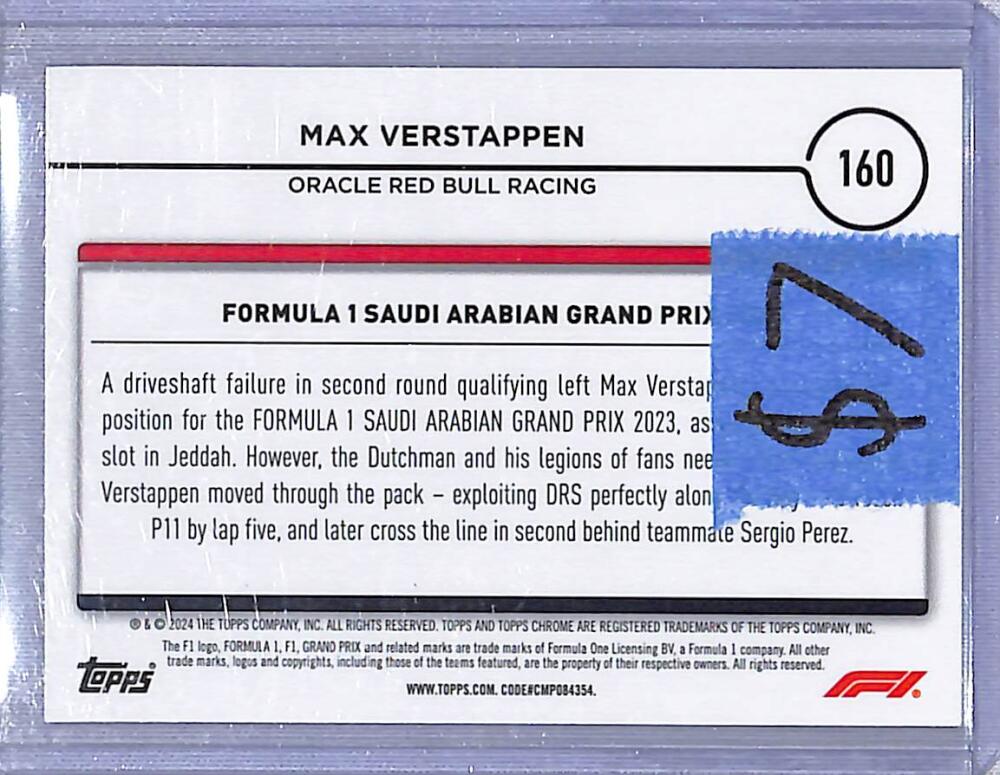 2024 Topps Chrome F1 Negative Ray-Wave #160 Max Verstappen NM-MT  Image 2