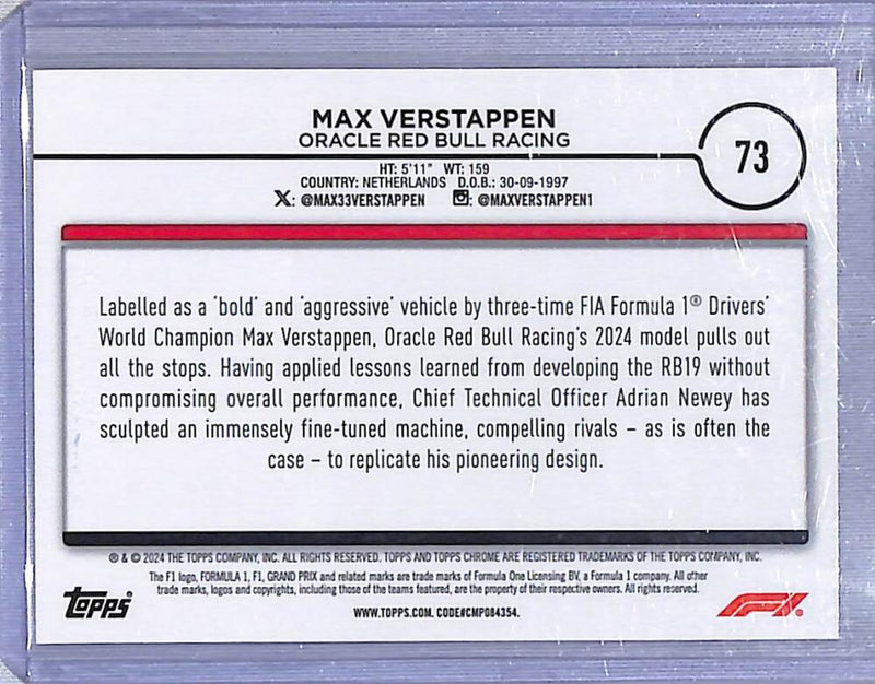 2024 Topps Chrome F1 Negative Ray-Wave #73 Max Verstappen NM-MT  Image 2