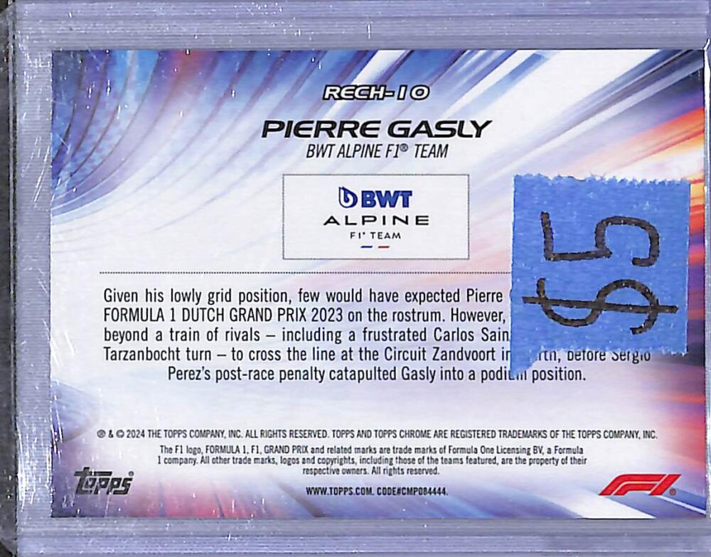 2024 Topps Chrome F1 Re-Charged #RECH-10 Pierre Gasly NM-MT  Image 2