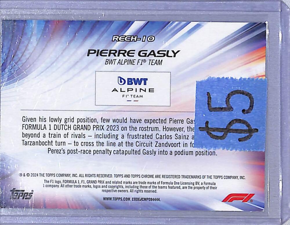 2024 Topps Chrome F1 Re-Charged #RECH-10 Pierre Gasly NM-MT  Image 2