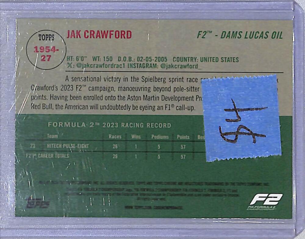 2024 Topps Chrome F1 1954 #1954-27 Jak Crawford NM-MT  Image 2
