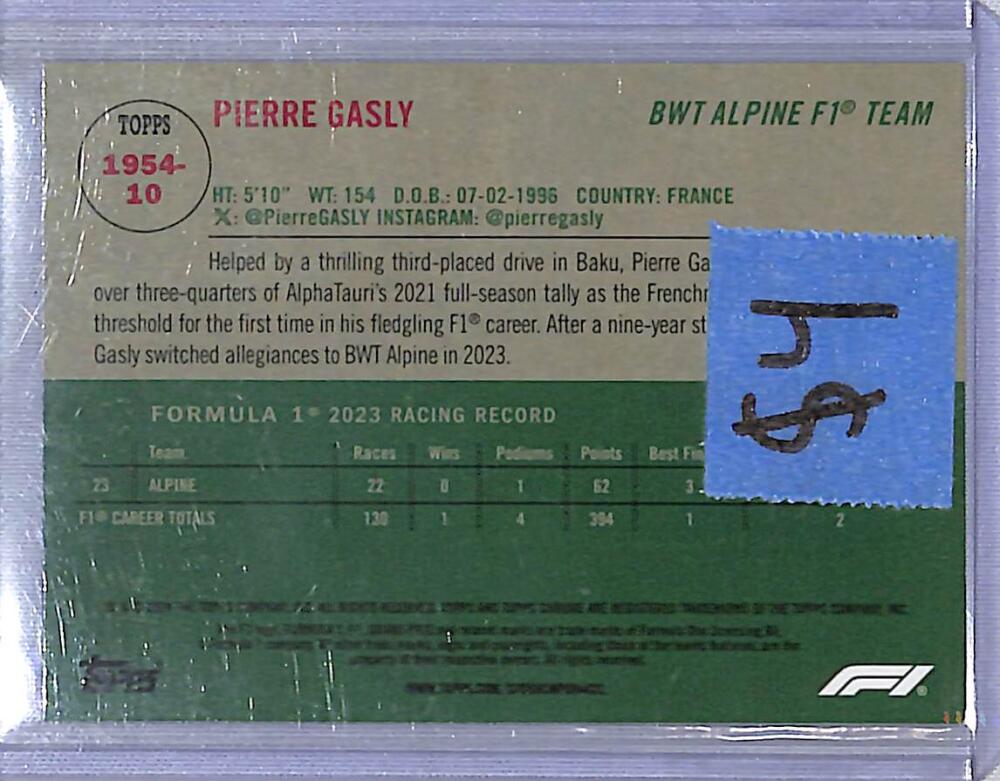 2024 Topps Chrome F1 1954 #1954-10 Pierre Gasly NM-MT  Image 2