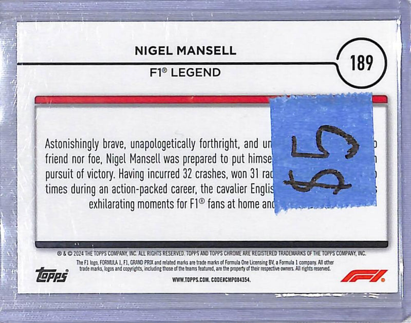 2024 Topps Chrome F1 Negative Ray-Wave #189 Nigel Mansell NM-MT  Image 2