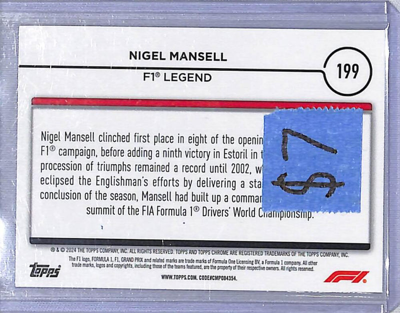 2024 Topps Chrome F1 Negative Ray-Wave #199 Nigel Mansell NM-MT  Image 2