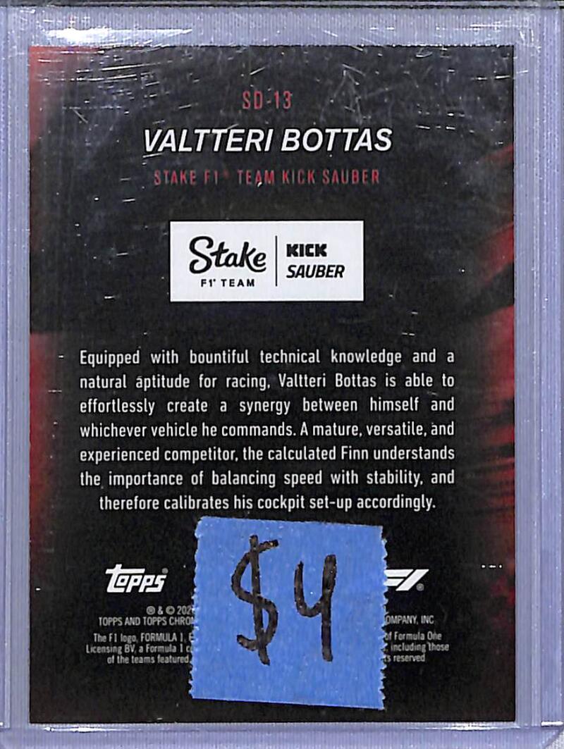 2024 Topps Chrome F1 Speed Demons #SD-13 Valtteri Bottas NM-MT  Image 2