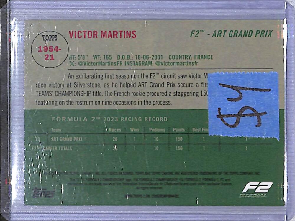 2024 Topps Chrome F1 1954 #1954-21 Victor Martins NM-MT  Image 2