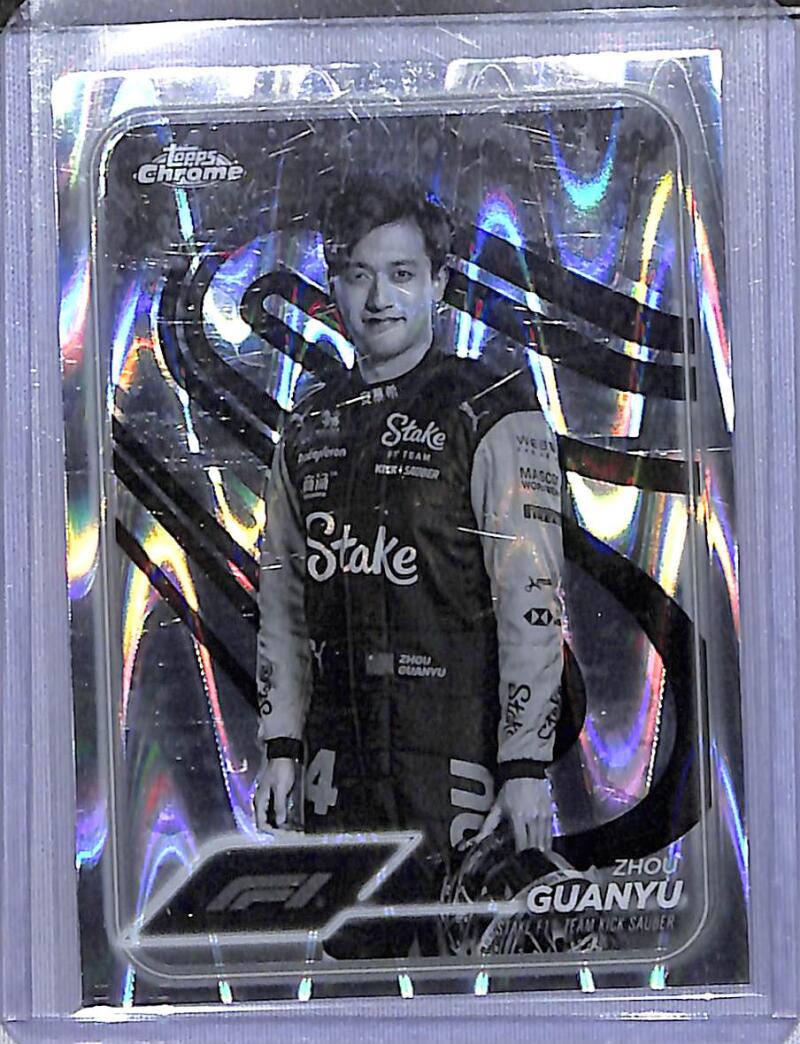 2024 Topps Chrome F1 Negative Ray-Wave #14 Zhou Guanyu NM-MT  Image 1