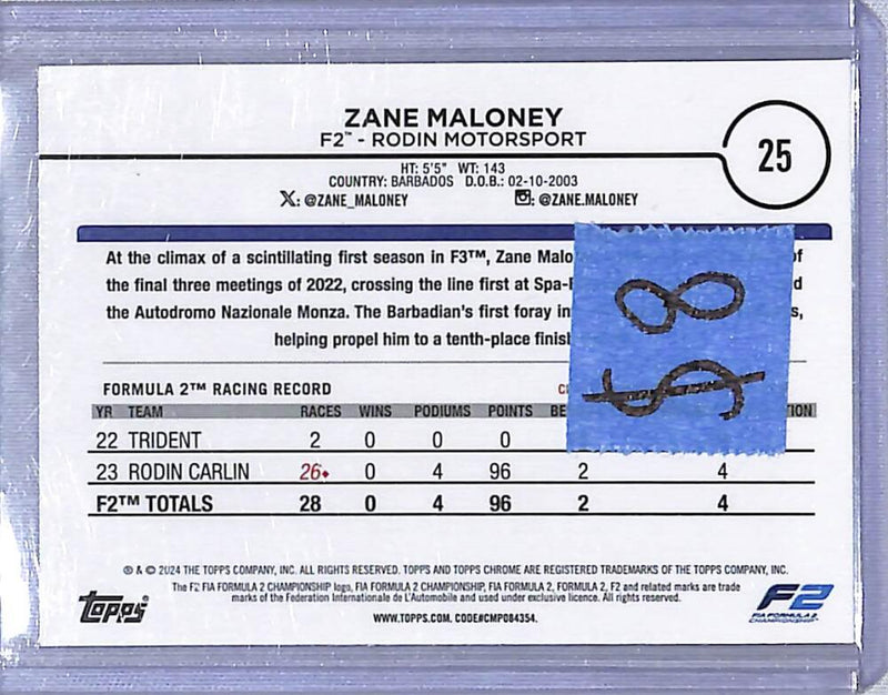 2024 Topps Chrome F1 Negative Ray-Wave #25 Zane Maloney NM-MT  Image 2