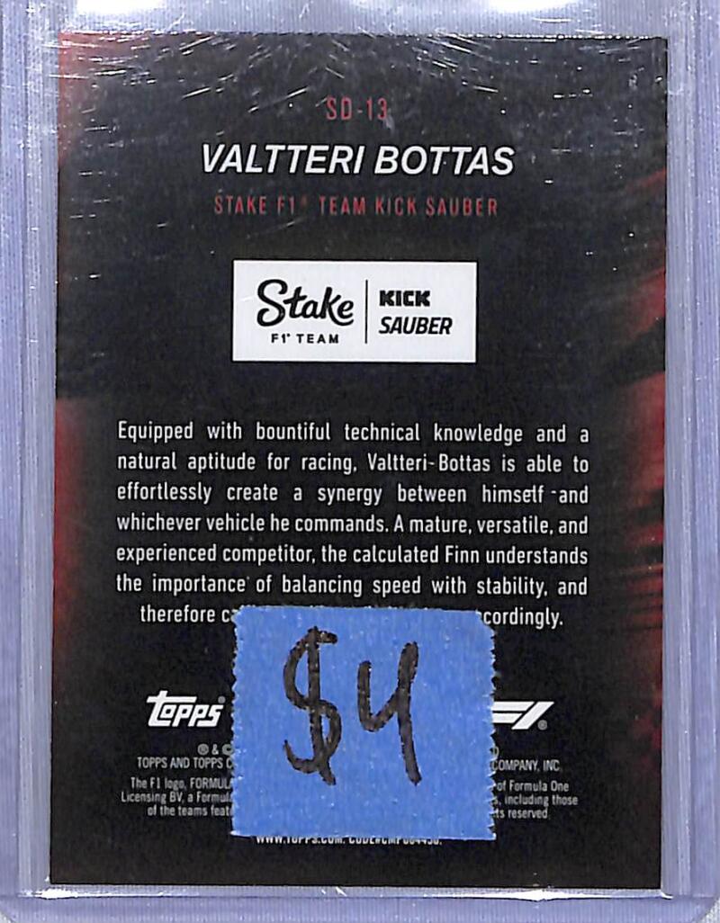 2024 Topps Chrome F1 Speed Demons #SD-13 Valtteri Bottas NM-MT  Image 2