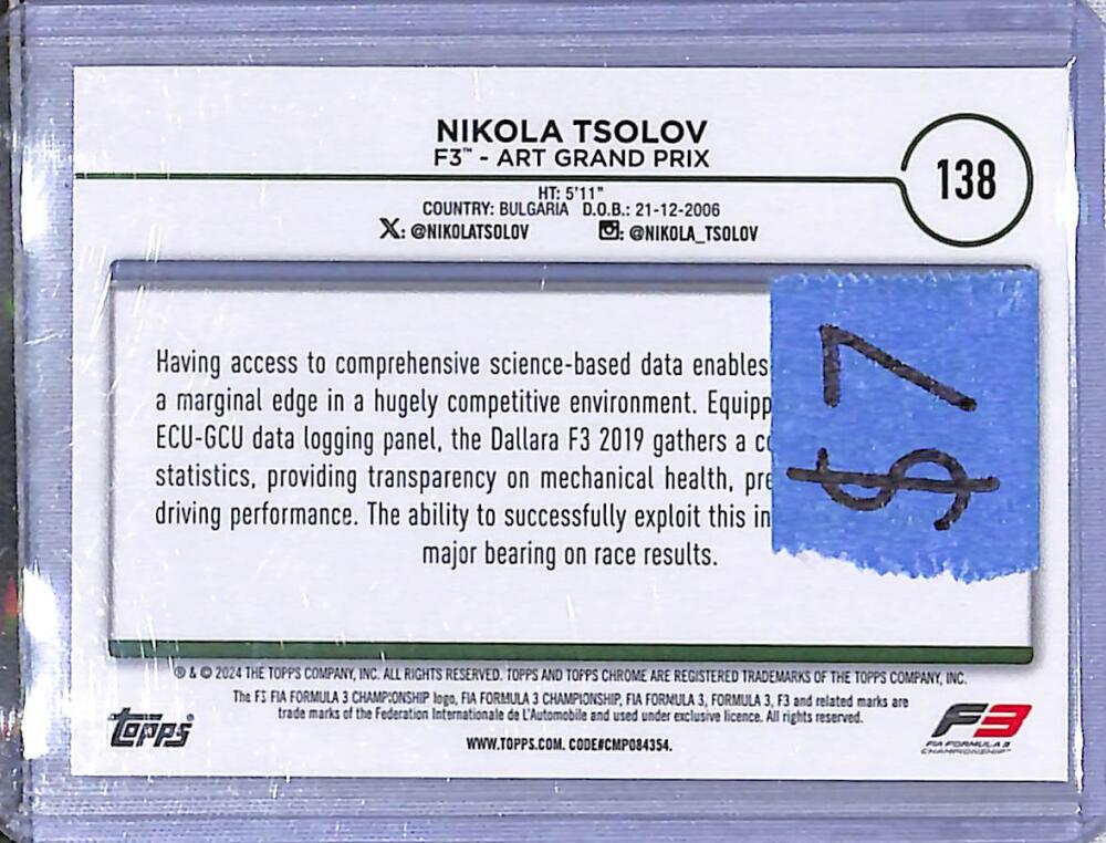 2024 Topps Chrome F1 Negative Ray-Wave #138 Nikola Tsolov NM-MT  Image 2