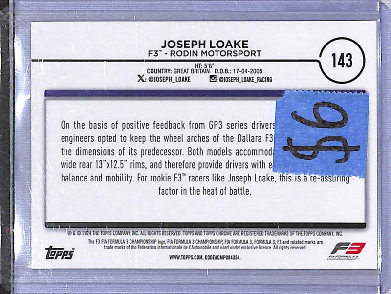 2024 Topps Chrome F1 Negative Ray-Wave #143 Joseph Loake NM-MT  Image 2