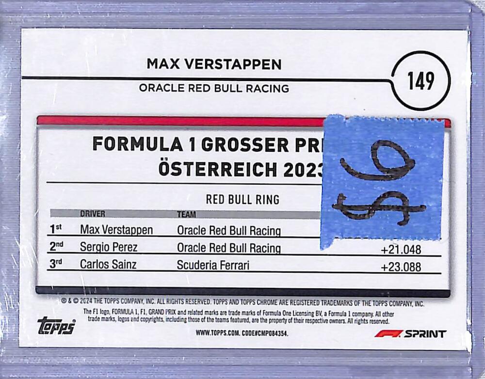 2024 Topps Chrome F1 Negative Ray-Wave #149 Max Verstappen NM-MT  Image 2