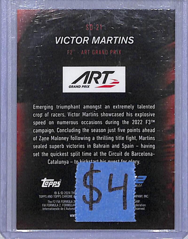 2024 Topps Chrome F1 Speed Demons #SD-21 Victor Martins NM-MT  Image 2