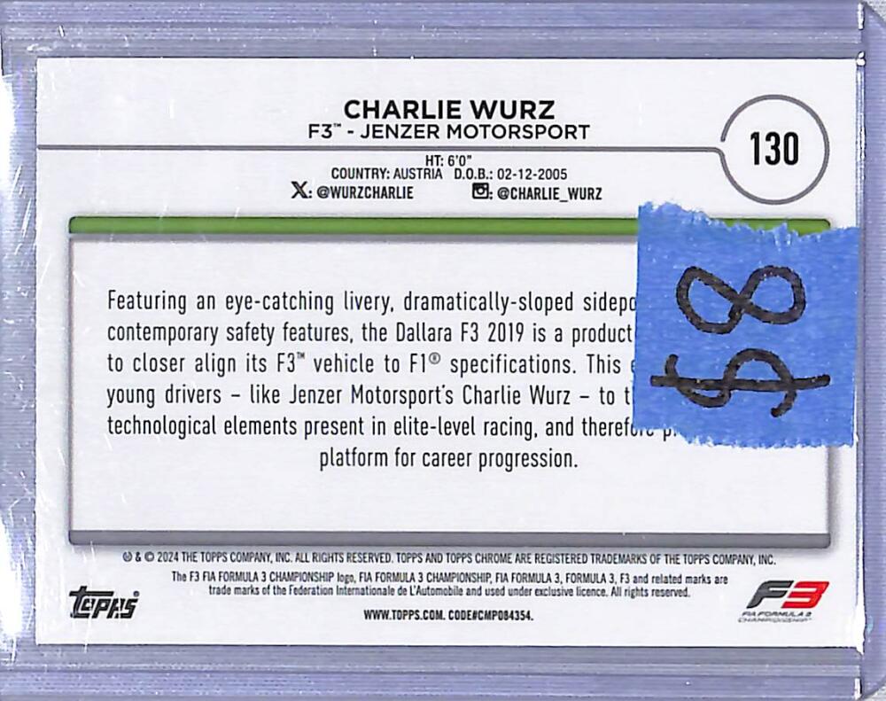 2024 Topps Chrome F1 Negative Ray-Wave #130 Charlie Wurz NM-MT  Image 2