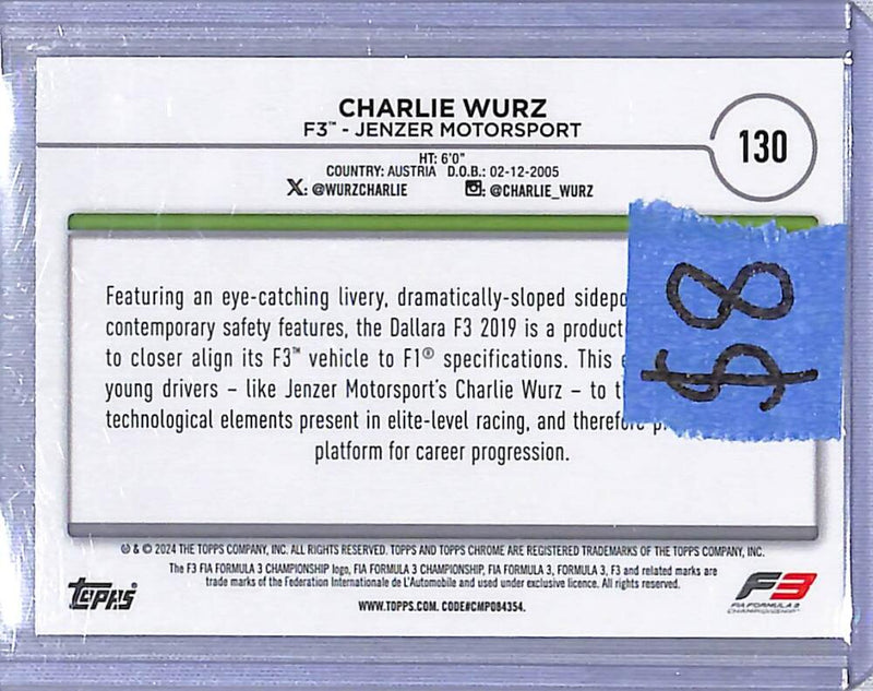 2024 Topps Chrome F1 Negative Ray-Wave #130 Charlie Wurz NM-MT  Image 2