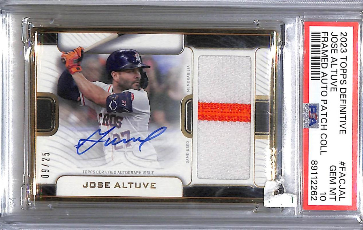 2023 Topps Definitive Framed Collection #FAC-JAL Jose Altuve PSA 10 GEM MINT MEM Auto 9/25 Houston Astros  Image 1