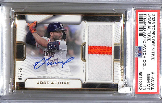 2023 Topps Definitive Framed Collection #FAC-JAL Jose Altuve PSA 10 GEM MINT MEM Auto 9/25 Houston Astros  Image 1
