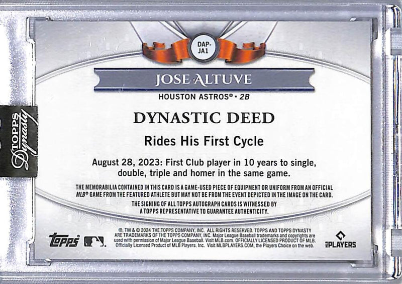 2024 Topps Dynasty Dynastic Deed #DAP-JA1 Jose Altuve NM-MT MEM Auto 9/10 Houston Astros  Image 2