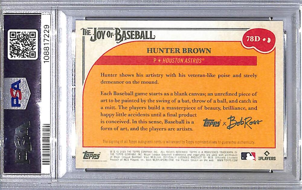 2023 Topps X Bob Ross Prussian Blue #78D Hunter Brown PSA 10 GEM MINT RC Rookie Auto 8/50 Houston Astros  Image 2